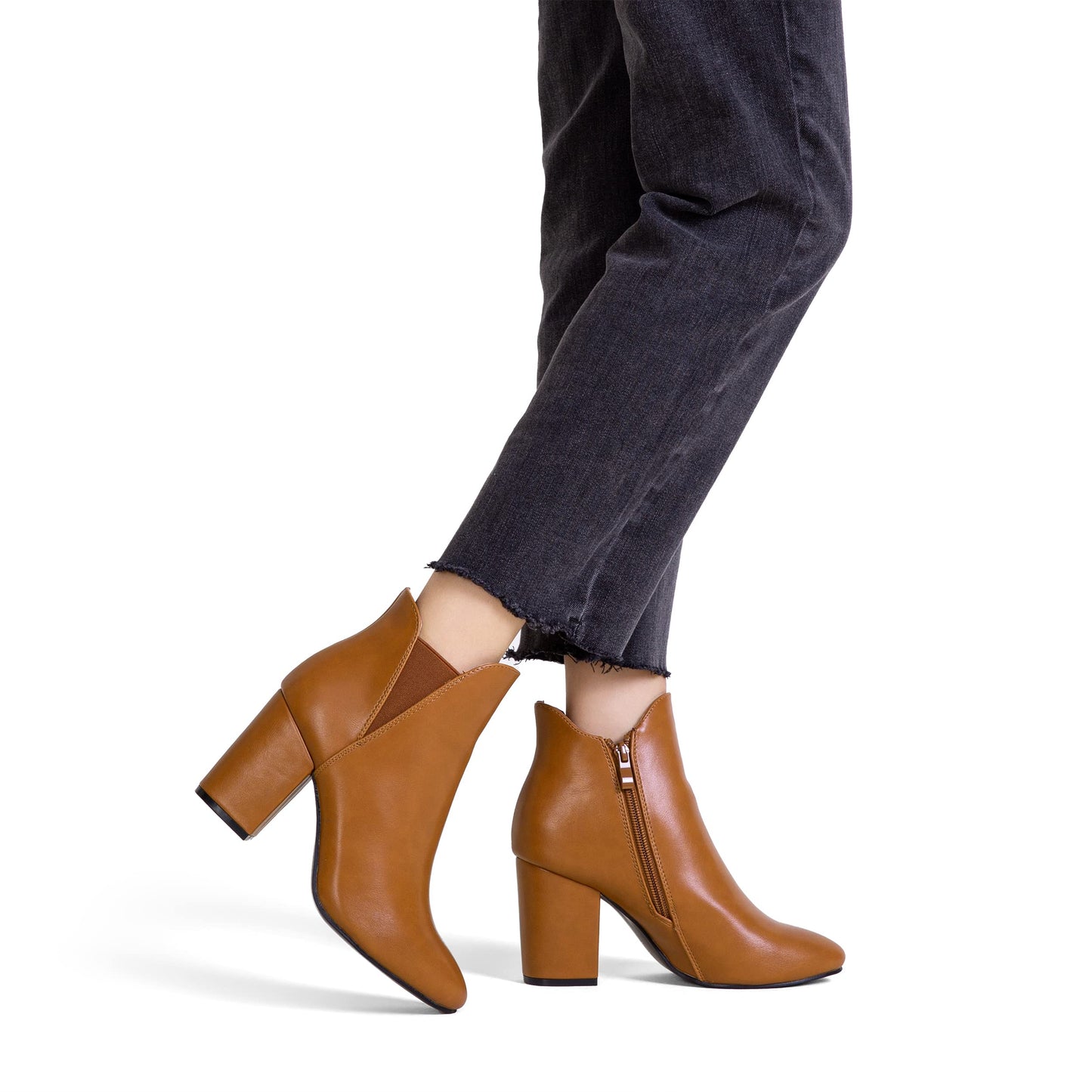 Vepose Women's Brown Chelsea Ankle Boots Chunky Heel, Fall Dressy Booties Low Heel, Pointed Toe Short Boot, 9630 Size 11 US with Inside Zipper (CJY9630 Brown 11)