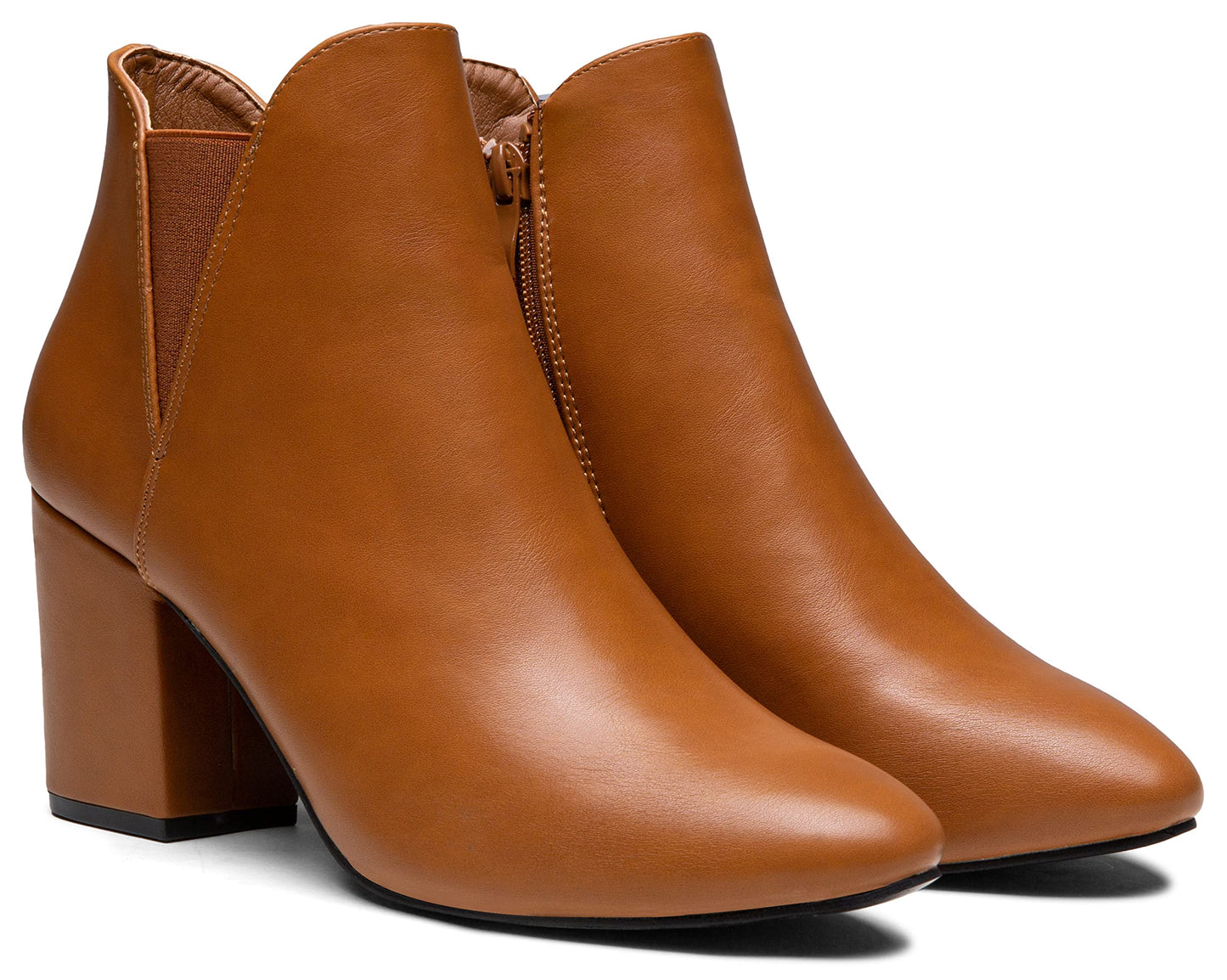 Vepose Women's Brown Chelsea Ankle Boots Chunky Heel, Fall Dressy Booties Low Heel, Pointed Toe Short Boot, 9630 Size 11 US with Inside Zipper (CJY9630 Brown 11)