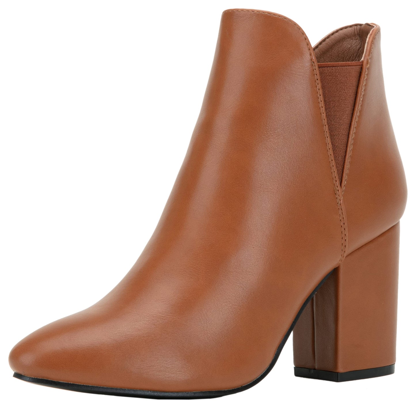 Vepose Women's Brown Chelsea Ankle Boots Chunky Heel, Fall Dressy Booties Low Heel, Pointed Toe Short Boot, 9630 Size 11 US with Inside Zipper (CJY9630 Brown 11)