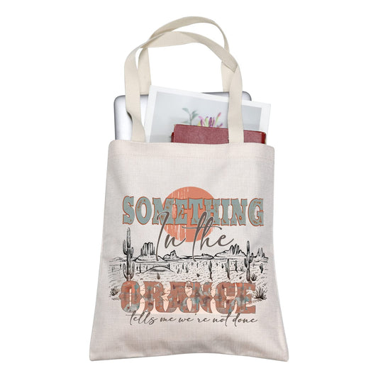 BLUPARK Western Tote Country Music Fan Gift Country Concert Canvas Tote Bag Western Country Gift Country Women Tote Western Retro Bag (Something Orange TO)