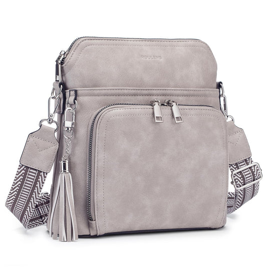 Roulens Crossbody Purse for Women,Lightweight Medium Crossbody Bag Soft Leather Women's Shoulder Handbags with Tassel