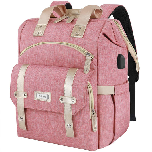 FALANKO Backpack for Women,Wide Open Work Large USB Charging Port Student Bookbag for 15.6 Inch Laptop,Doctor Teacher Nurse College School Travel Bag,Water Resistant Laptop Bookbag Computer Back Pack